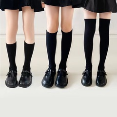 Children's cotton socks solid color straight heelless mid-calf over-the-knee slimming socks for small and large children, manufacturer wholesale