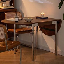 北欧实木餐桌可折叠餐桌椅组合家用小户型客厅饭桌子中古伸缩饭桌