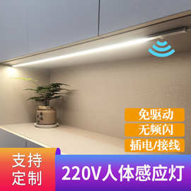 超薄220V人体感应灯玄关鞋柜衣柜展示柜底灯智能LED线条灯免云贸