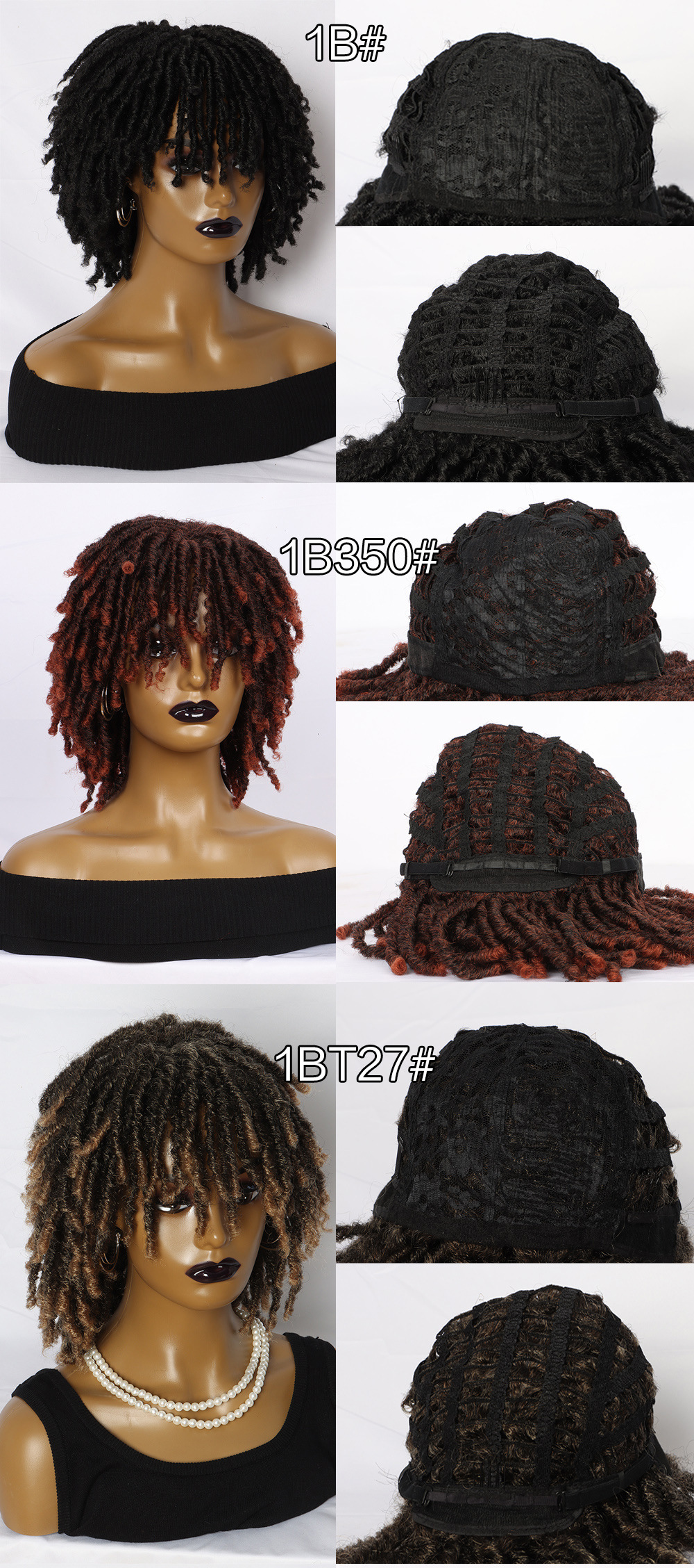 Synthetische Perücke, kleiner, kurzer, explosiver Kopf, flauschiges, lockiges, hohles, gekräuseltes, kleines, schmutziges Zopfperückenstirnband für Damen_voghion.com