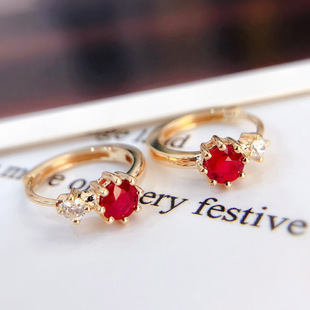 Carefully Selected Ruby ​​Pigeon Blood Red 18K Rose Gold Earrings Set with Diamond Earrings Fashionable Women's Diamond Jewelry Earrings Earrings