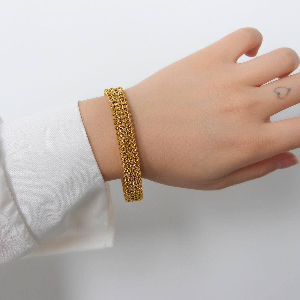 Bangle Classification 1 Piece Quantity Daily Occasion PVD Coated 18K Gold Real Gold Plated C Shape 304 Stainless Steel Fashion Waterproof Non Tarnish Bangle