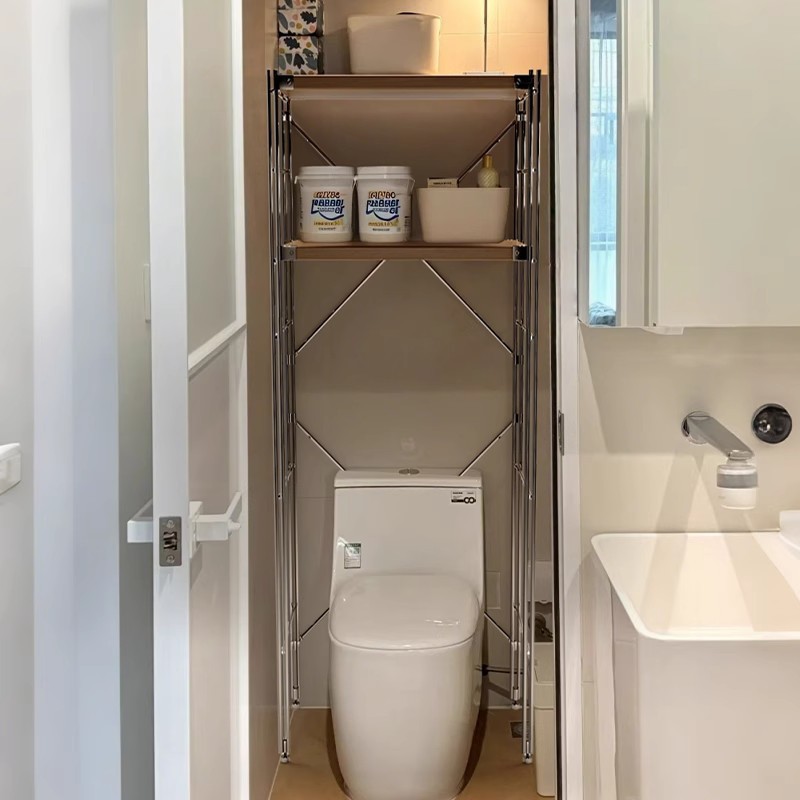 Estante vacío, robot de barrido, lavadora, refrigerador, artículos de primera necesidad sobre el inodoro, estante de almacenamiento y almacenamiento multicapa