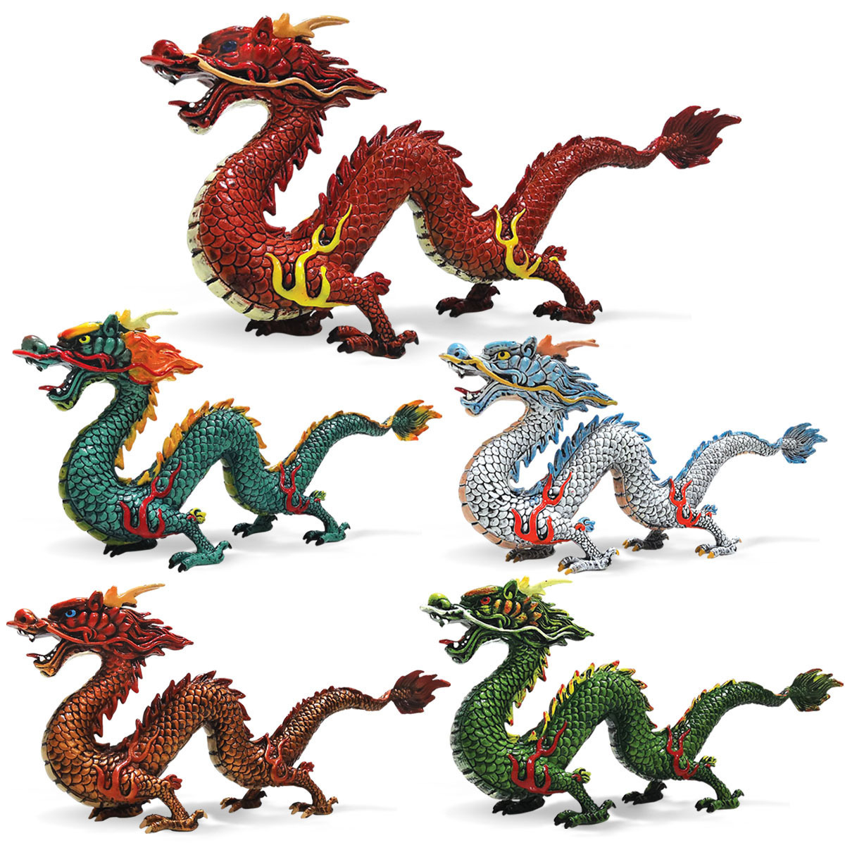 Modelo animal de simulación sólida transfronteriza de dragón chino oriental de la bestia auspiciosa de cinco patas de plata modelo de ornamentación de dragón azul