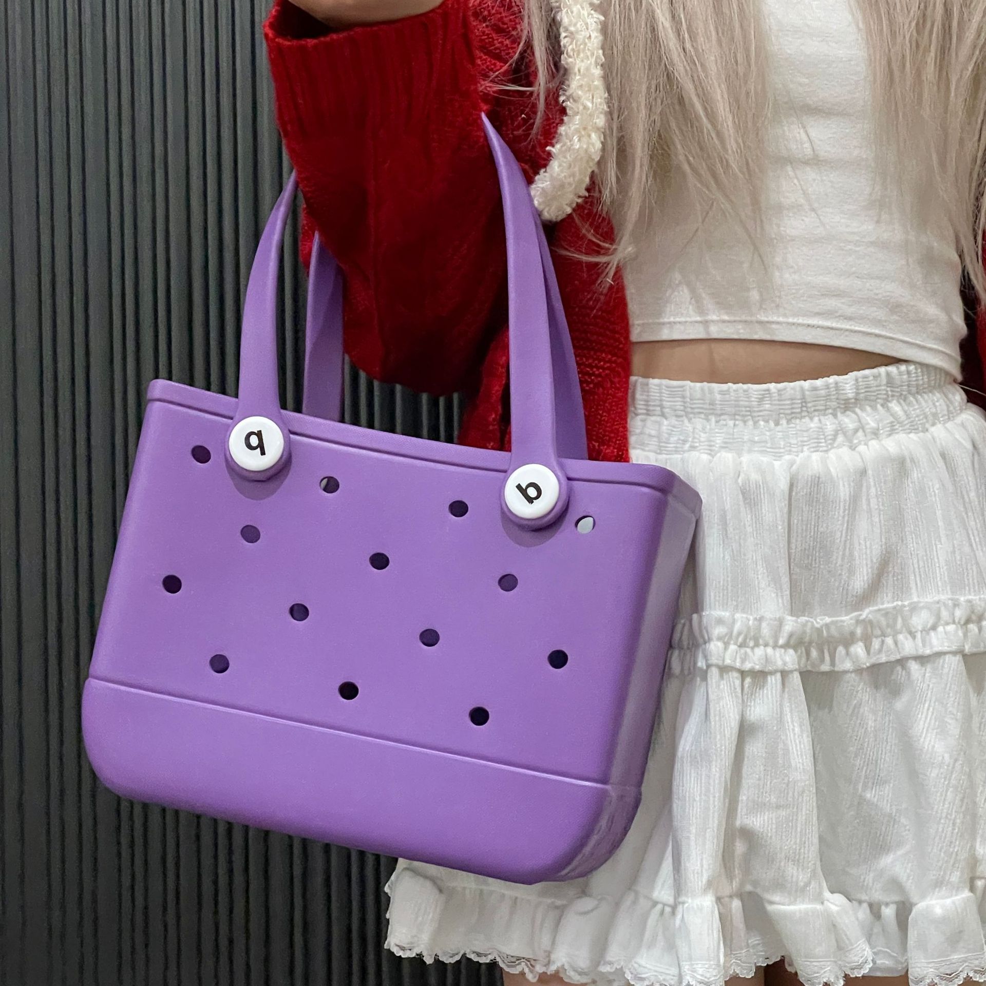 840g Weight Open Closure Type Double Handle Strap Type Tote Bag Bags Type Casual Occasion EVA Material Solid Color Pattern Spring&Summer Season Women's Gender Streetwear Style Square Shape Medium Size Women's Medium EVA Solid Color Streetwear Square Open Tote Bag 25