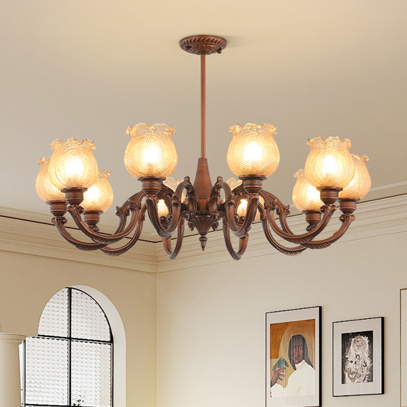 Lámparas y lámparas nuevas 2025 estilo antiguo alto estilo medieval estilo francés dormitorio estilo americano vestíbulo Zhongshan retro grúa de sala de estar