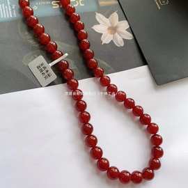 新年首饰正品天然红玛瑙圆珠项链女矿物宝石长辈妈妈高贵喜庆礼物