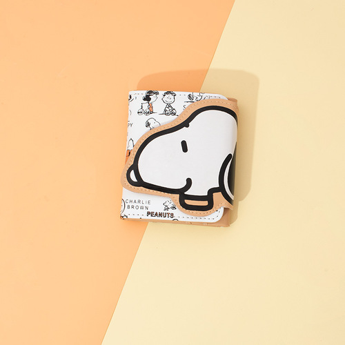 Cross-border new original Japanese and Korean bear wallet cartoon cute female short coin purse magnetic buckle type three-fold PU card holder