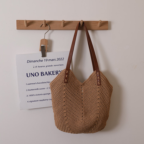 Cross-border supply single shoulder cotton woven bag new casual straw bag vacation style beach bag versatile niche women's bag