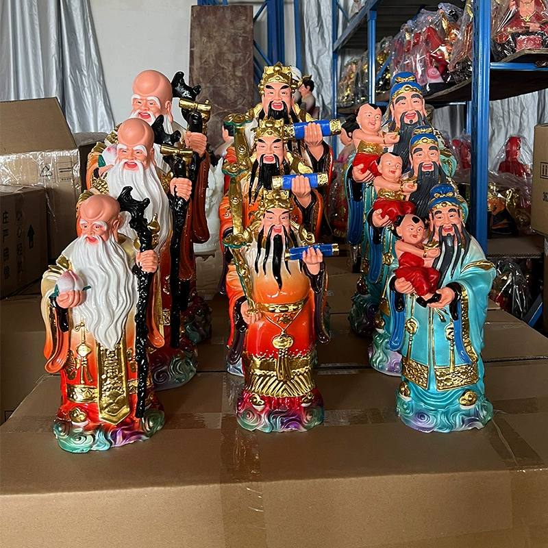 [福禄寿神像121619英寸彩绘亮光家用珍珠彩铜彩福星禄星寿星三星像]