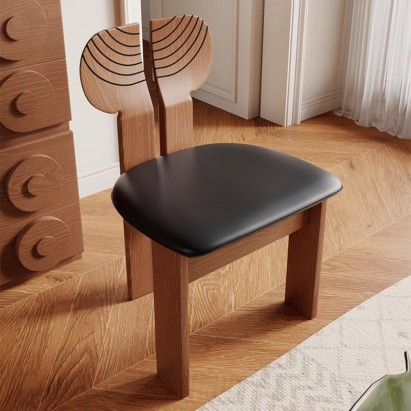 Danvas retro silla de comedor de alta calidad diseñador de madera sólida silla de cola de pescado tallada silla de comedor de madera de cera blanca