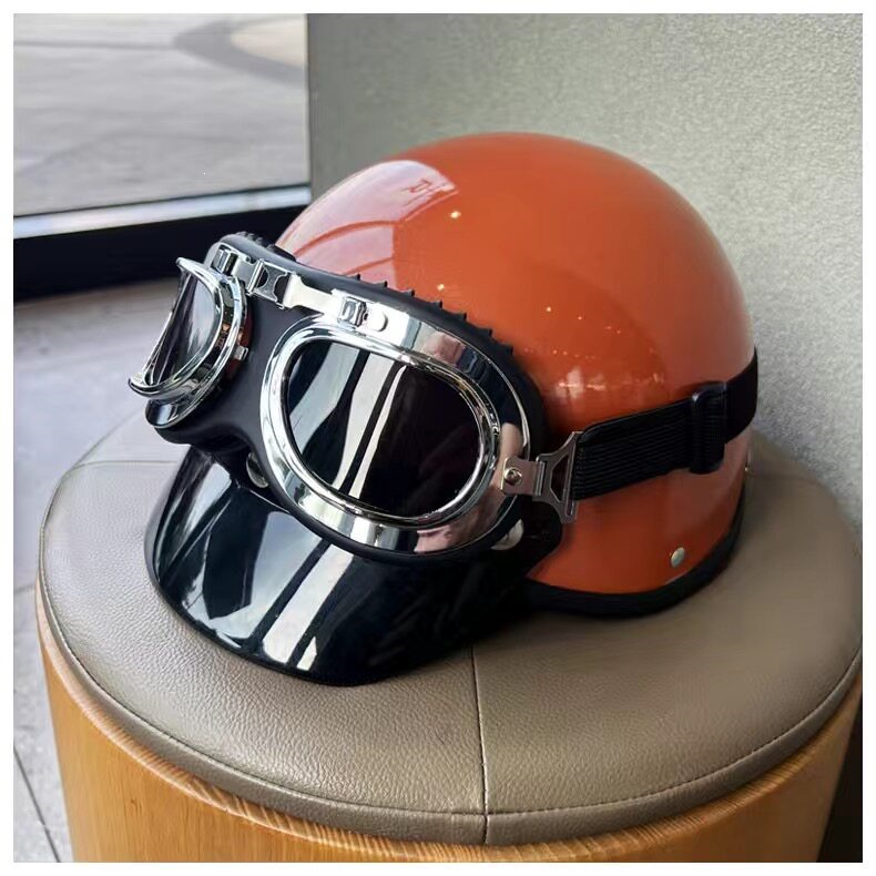 Suitable for vintage helmets, 3C certified, personalized for men and women, electric vehicle half helmet, suitable for all seasons, summer sun protection and safety