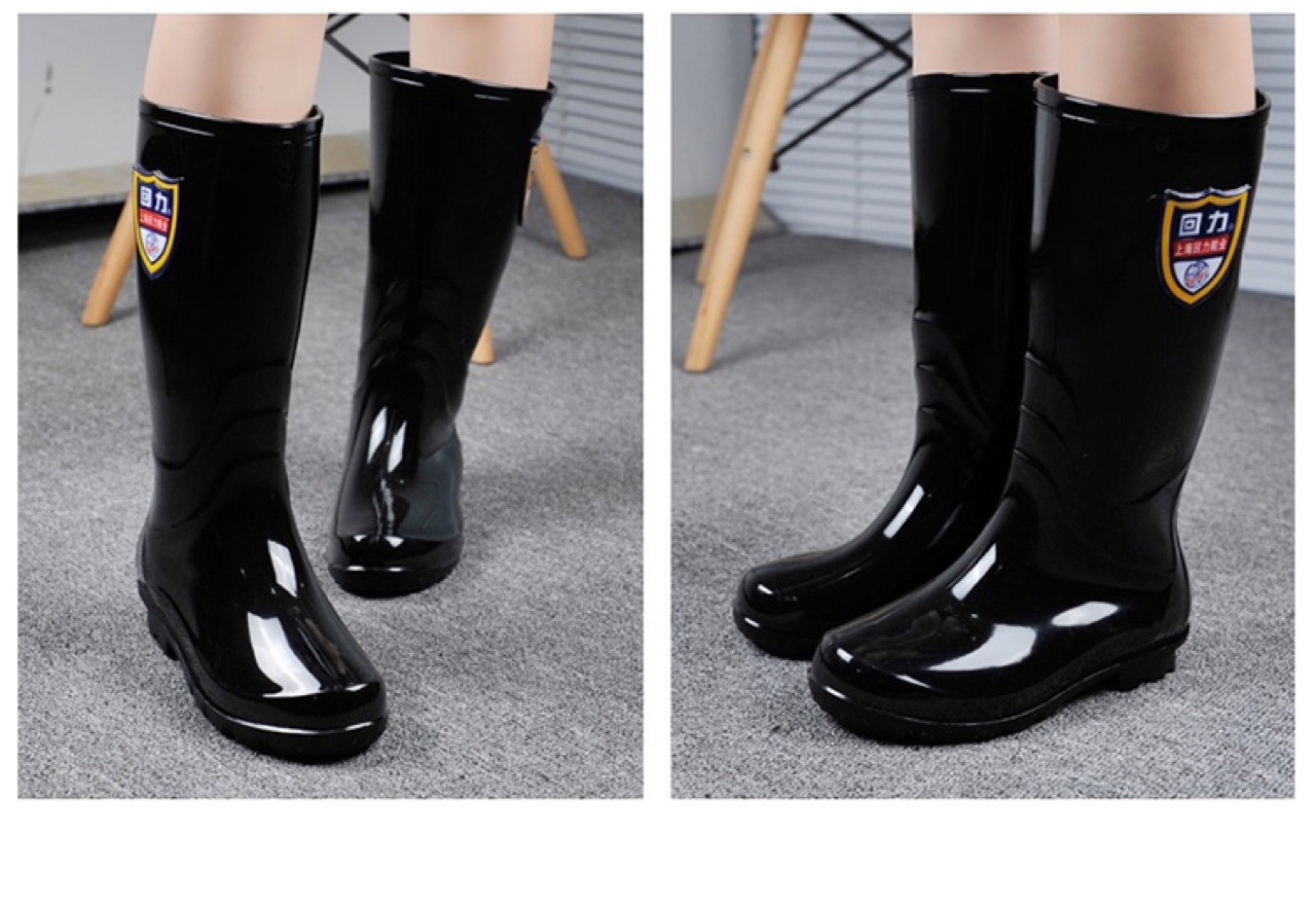 回力863黑色高筒靴防护靴 雨靴防水防滑 雨鞋38CM筒高PVC防护靴