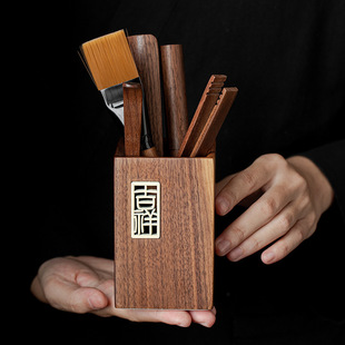 Wholesale auspicious tea ceremony six gentlemen suit walnut household tea clip tea knife tea set kung fu tea ceremony accessories