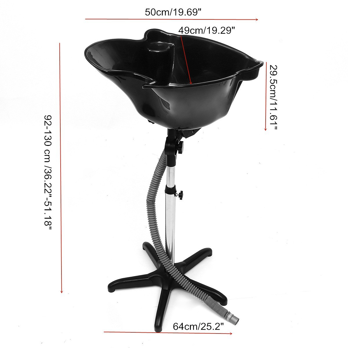 Bandeja móvil para champú, soporte ajustable para champú de pie o sentado, lavabo ligero de plástico para pacientes mayores, cuidado del cabello.