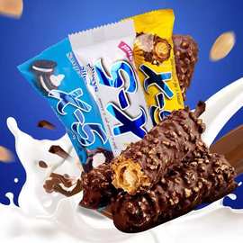 韩国进口零食X5夹心巧克力棒能量棒三进花生香蕉味休闲食品