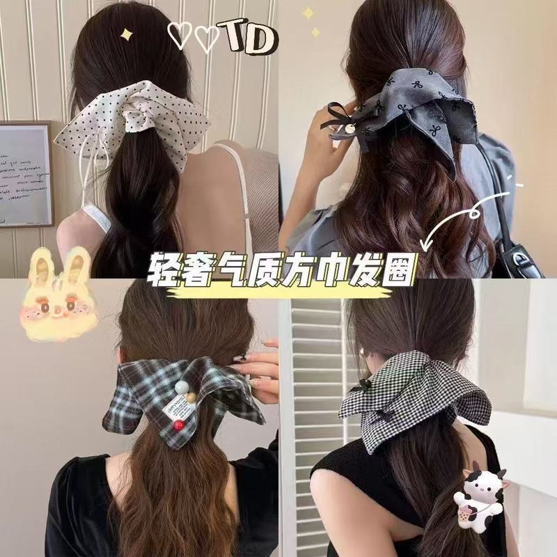 特大ヘアゴム～高級バレエリボンスクエアスカーフ、高級ポニーテールヘアロープ、デザイナーヘアアクセサリー|undefined