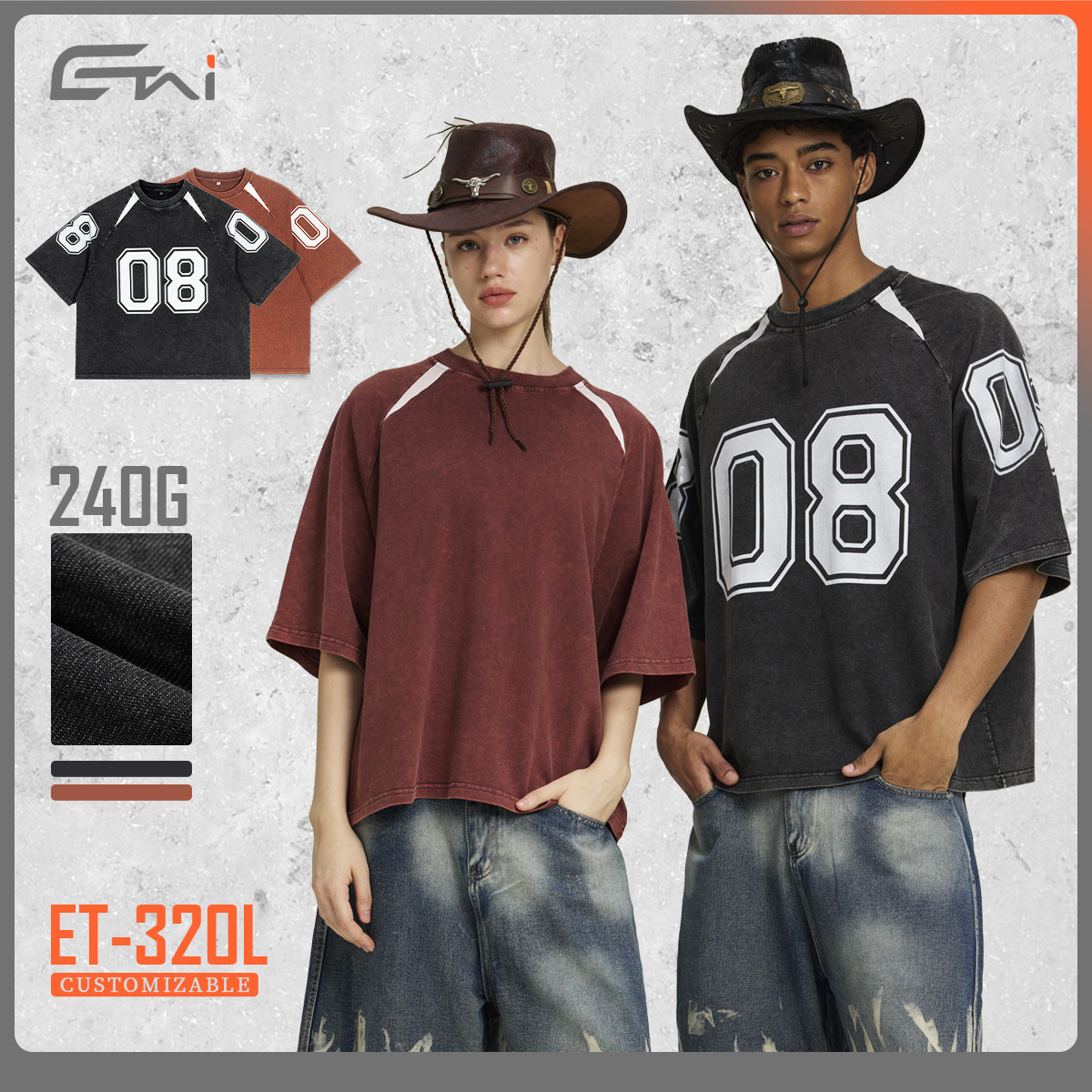 ETAI algodón de verano 240G pesado lavado con agua camiseta de hombre marca de moda americana juvenil deportes casuales mangas cortas