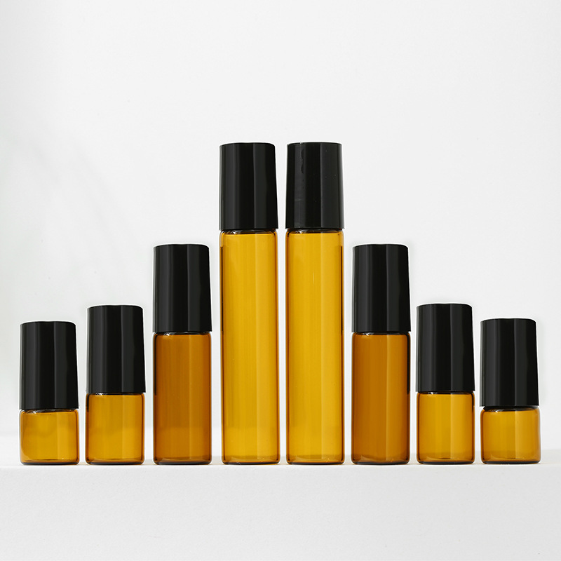 Botella de bola cosmética de 2 ML 3 ML 5 ML 10 ml botella de perfume de vidrio muestra pequeña botella vacía botella de aceite esencial portátil de color marrón embotellado