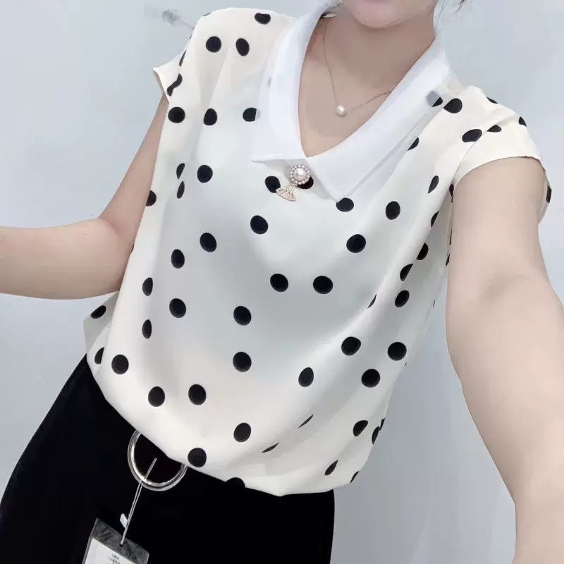 高档雪纺衫爆款夏季新款娃娃领减龄妈妈装显瘦遮肚宽松短袖小衫女