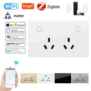 Foreign Trade-Specific Australian Standard Graffiti Wifi Smart Switch Socket 15A Dual Plug App Control Matter Zigbee