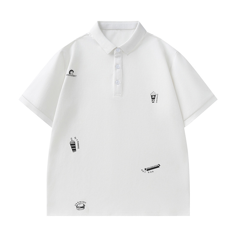 Polo de manga corta verano para hombres nueva tendencia casual bordado top suelto camiseta más grasa ropa de hombre de talla grande