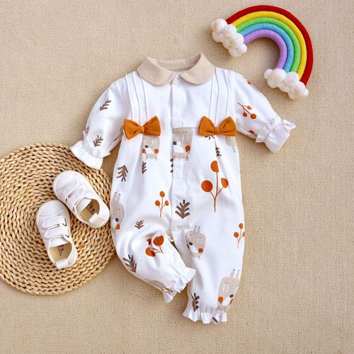 Cross-border Spring and Autumn Baby Long Sleeve Bodysuit Baby Hairy Suit Newborn Crawling Suit Outfit *Cotton Bear Style 0-1