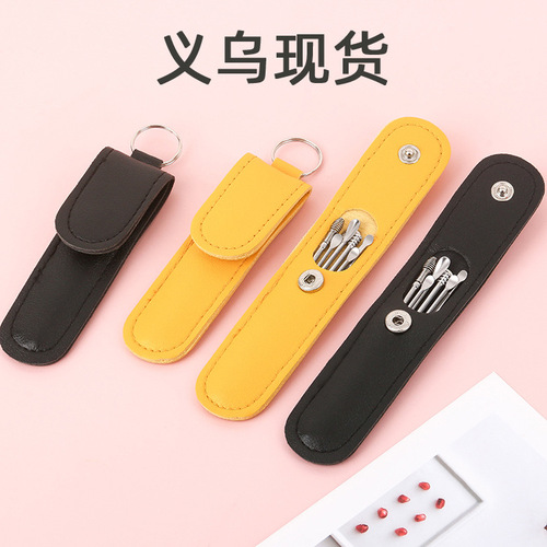 Household portable ear scoop six-piece set spiral spring ear picking tool ear picking set six-piece set ear scoop