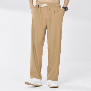 Summer long black pants for men, stylish and tall, with a drooping sense of seniority, Western-style straight-leg long trousers for men, Korean-style casual pants