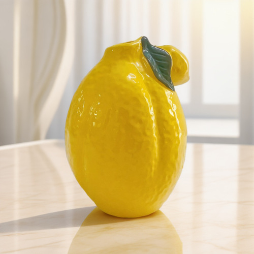 Lemon Ceramic Vase Ornament Nordic Ins Feng Shui Plant Pot Flower Vase Home Fresh Desktop Decor Craft