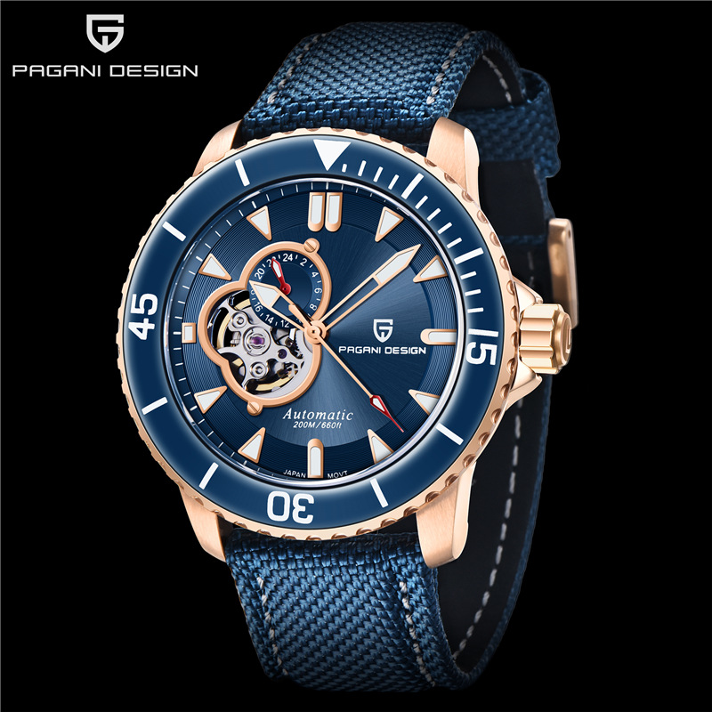 PAGANI DESIGN bojiani reloj mecánico automático para hombre impermeable reloj de acero inoxidable para hombre 1674