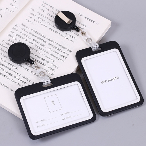 Factory direct sales mesh leather strips, easy-to-pull retractable lanyards, work card holders, chest tags, frosted surface, easy-to-pull buckles