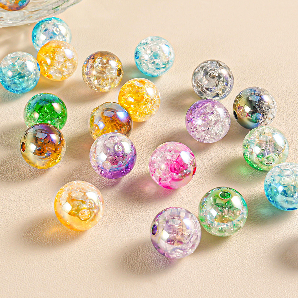 AB colorido, explosión transparente, grieta, vidrio de dos colores, cuentas, bricolaje, cadena de teléfono móvil floral, accesorios de cuentas al por mayor