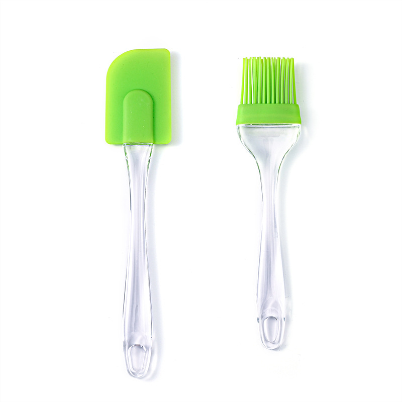 [녹색] 대형 투명 핸들 분할 오일 브러시 스크레이퍼 2 피스 세트