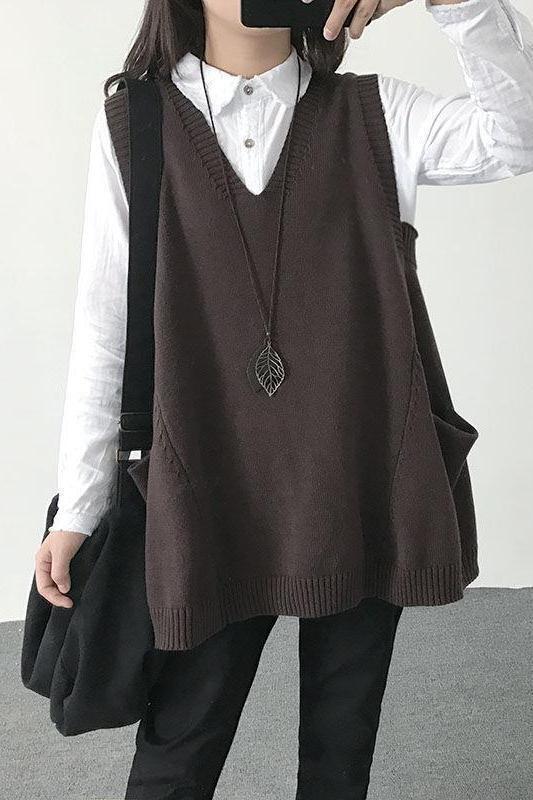 Plus Size Vest Women's Autumn and Winter Vest Fat mm Knitwear Sleeveless Knitwear Korean Style Loose Spring & Fall Women's Vest New Style