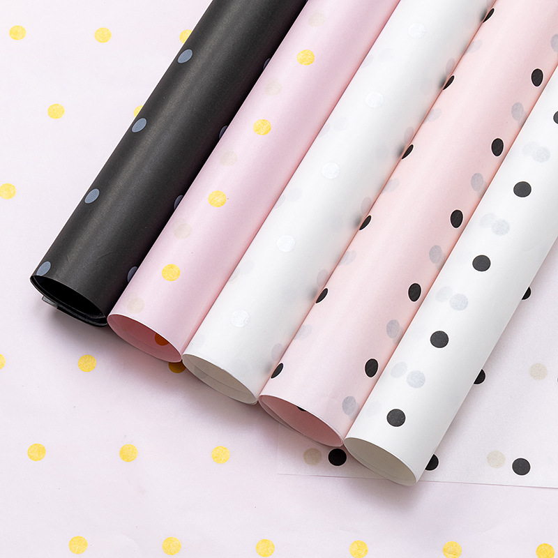 Papel de Seda de Lunares Rizado para Embalaje de Flores