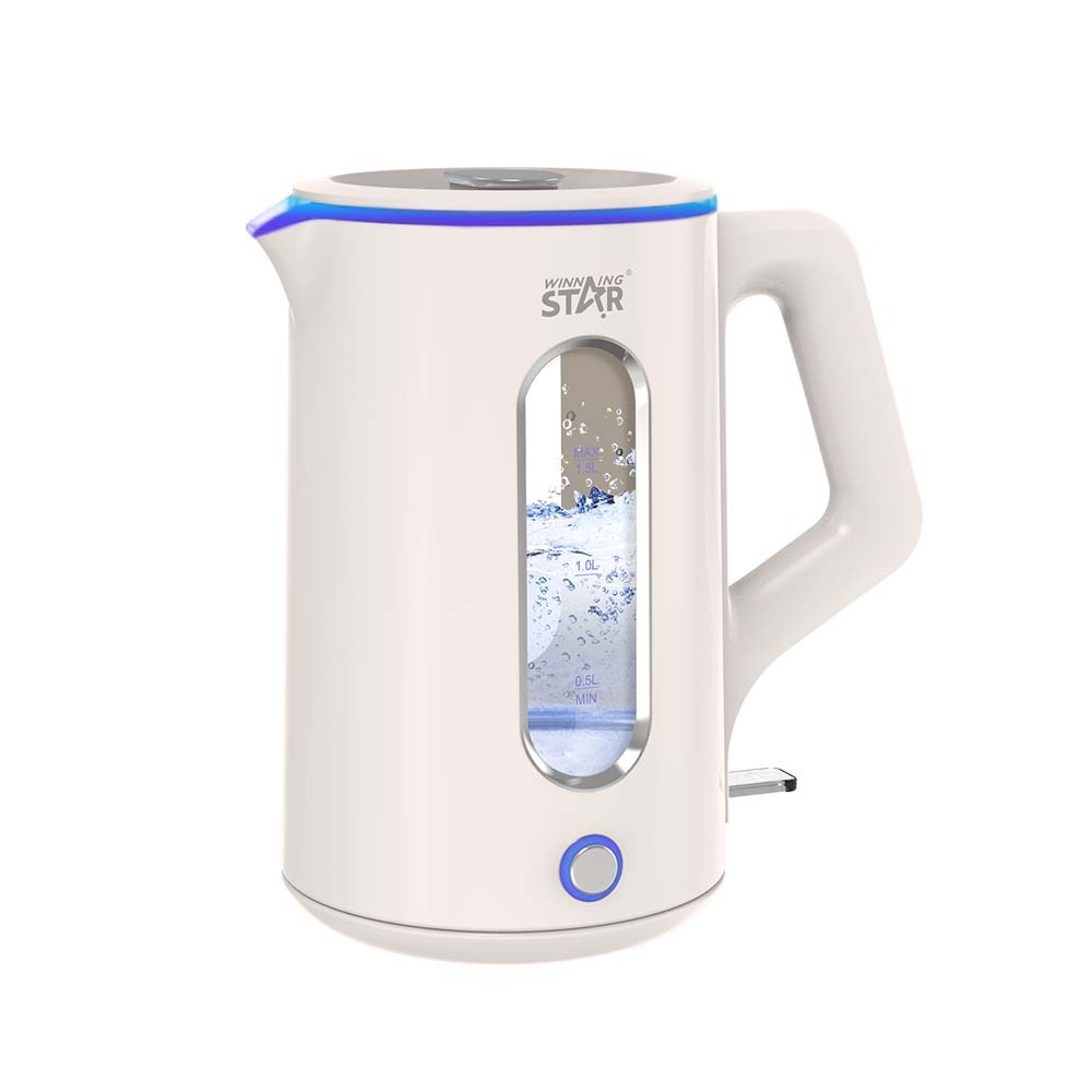 Winningstar comercio exterior transfronterizo borosilicato aislamiento doméstico doble capa 304 hervidor de agua de acero inoxidable hervidor eléctrico