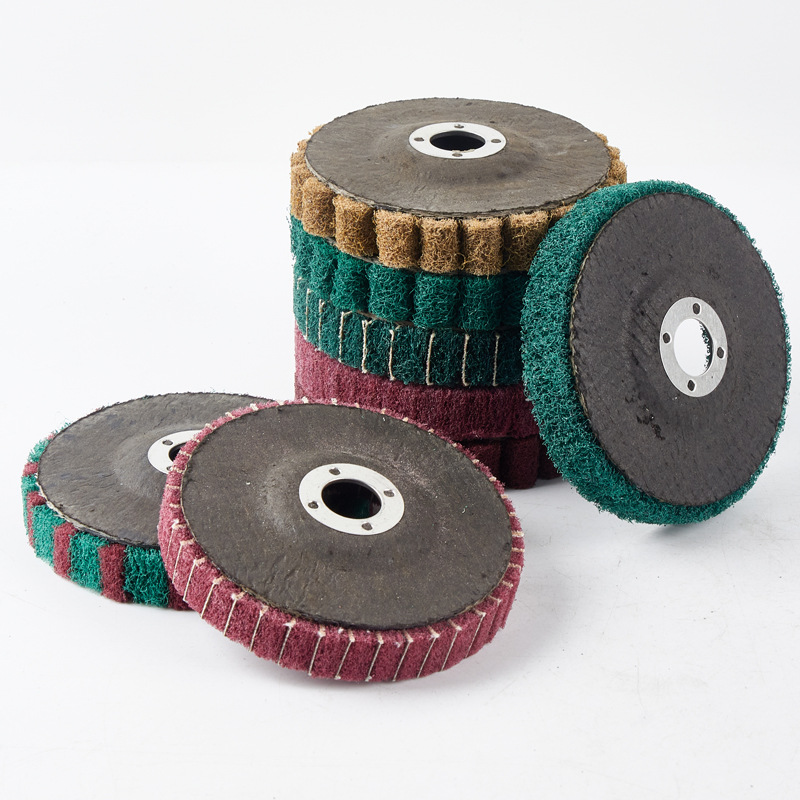 100立式百洁布磨片不锈钢抛光片115mm金属飞翼打磨片夹砂布百叶轮