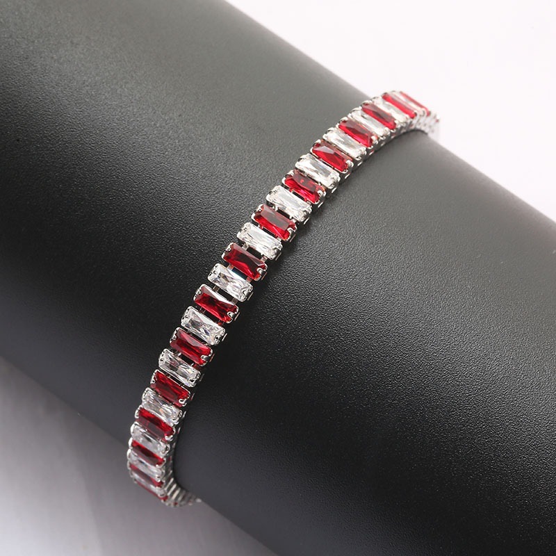 Retro Color Block Copper Inlay Zircon Bracelets