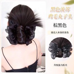 ウィッグボールヘッドグリッパー、鶏毛つぼみヘッド、女性用ローカットレイジーアーティファクト、自然ふわふわ新スタイルヘアウィッグバッグ