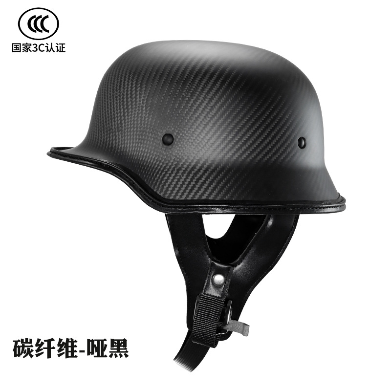 Medio casco retro de fibra de carbono personalizado OEM 3C certificado casco de motocicleta locomotora estilo alemán gran casco fábrica al por mayor