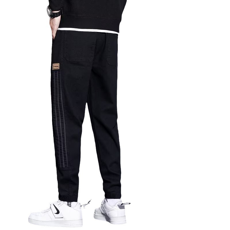 2024 otoño e invierno nuevo estilo ropa de trabajo japonesa jeans hombres sociedad chico atar pies pantalones casuales Harlan empuje principal