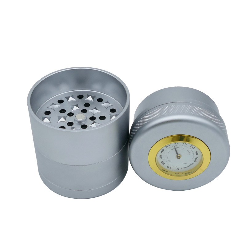 欧米の爆発航空アルミ製のタバコ磨き器の新製品63mm 5層のダイヤモンド歯は湿度計のタバコ磨き器を持っています。|undefined