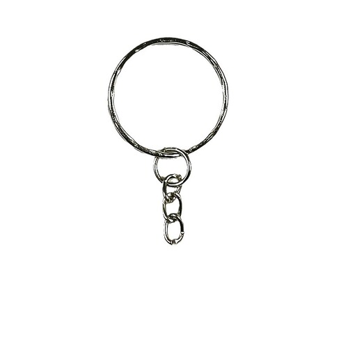 25mm circle key ring electroplated silver metal key ring with chain spelled beans handmade diy accessories