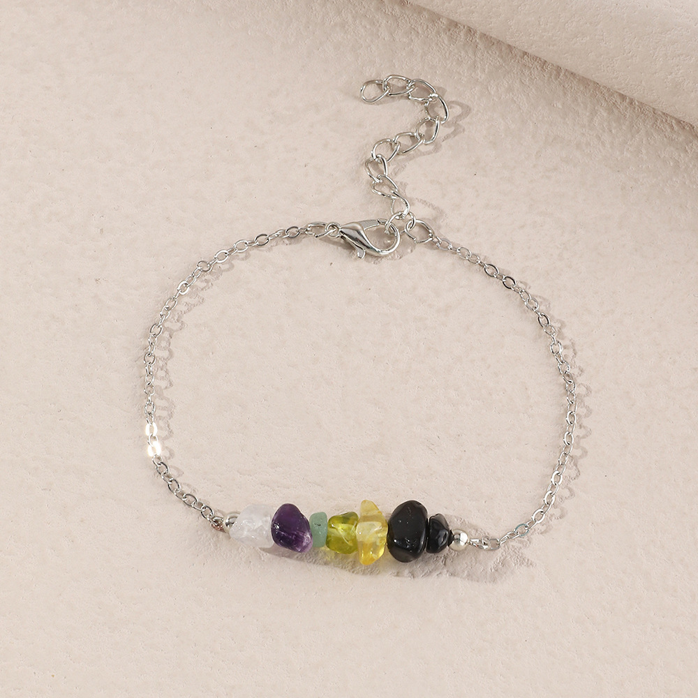 fashion simple creative colorful crystal stone crushed stone bracelet