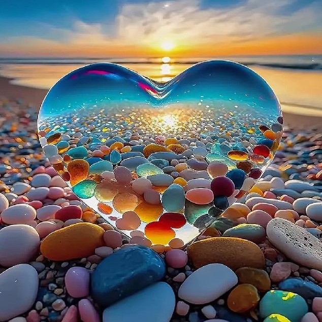 Pintura de diamantes de playa 5D de amor pintura de diamantes redonda pintura de decoración de la sala de estar DIY pintura de diamantes colorida paisaje pegatinas de diamantes