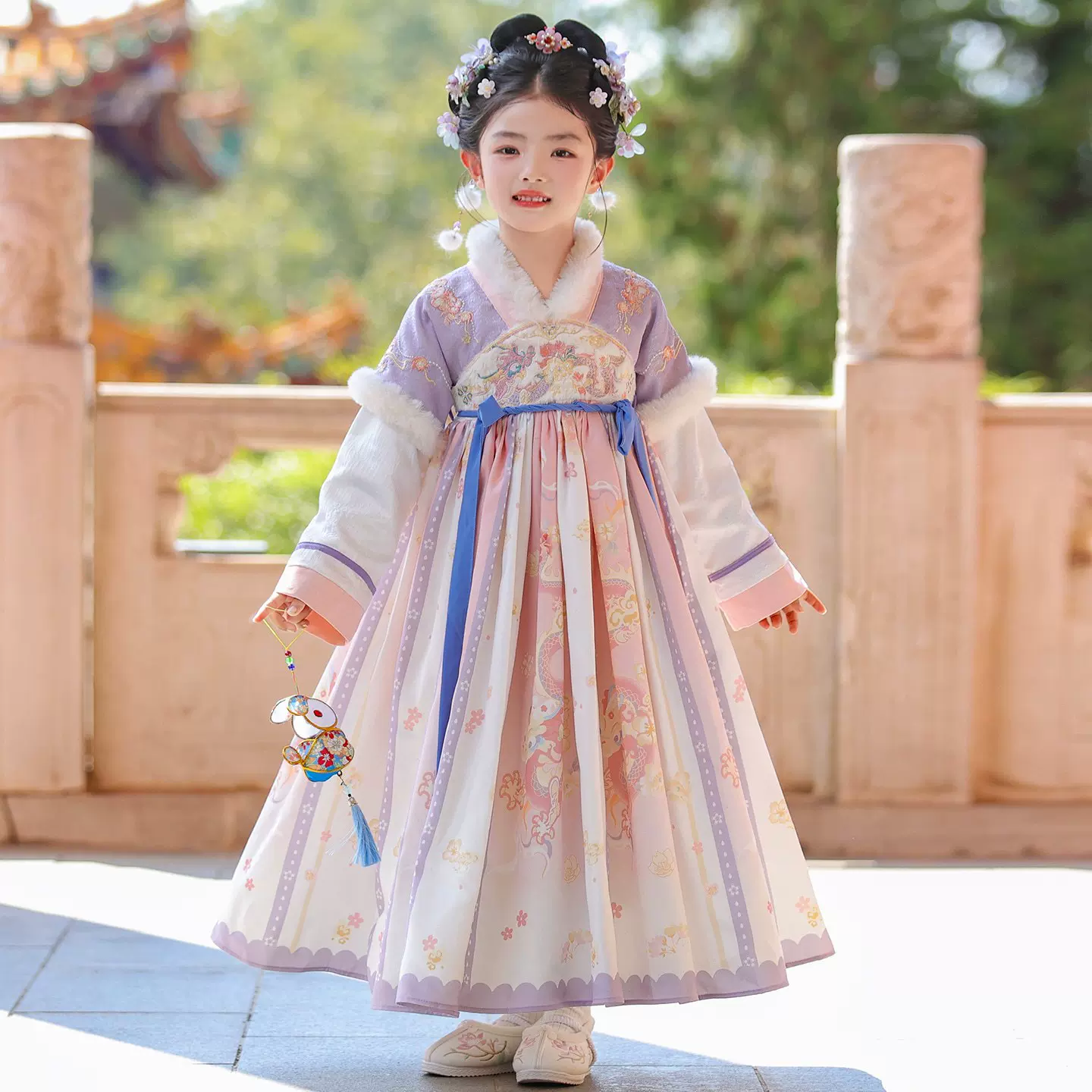 汉服女童秋冬儿童古装中国风唐装2025新款女孩古风裙子拜年服冬季