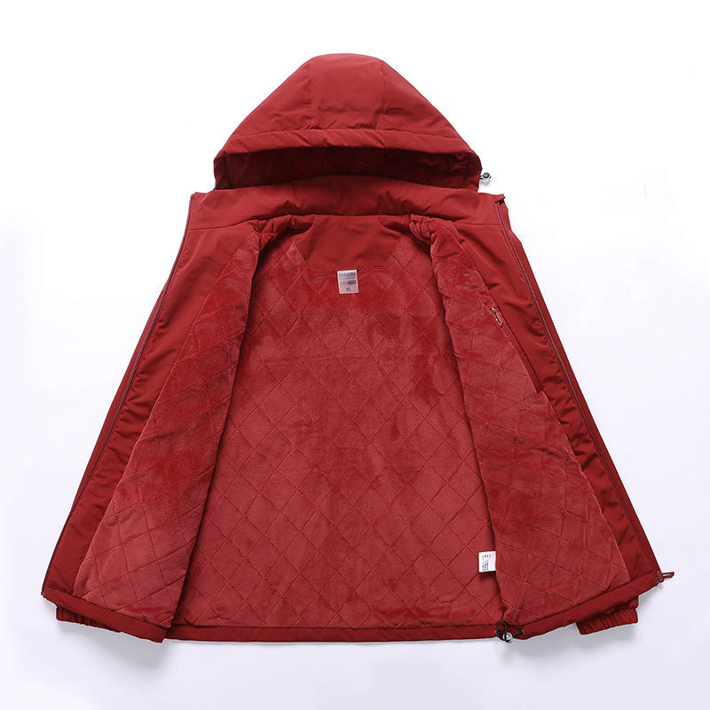 Wholesale Autumn and Winter Velvet Thickened Cotton Casual Outdoor Elastic Cotton Coat Couple Thickened Windbreaker Large Size Group Purchase Jacket