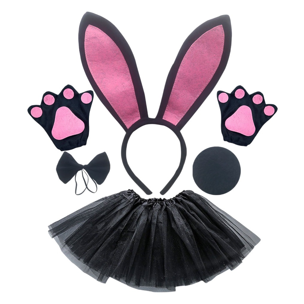 Orejas de conejo de Pascua diadema de Halloween animal conejito diadema niños adultos lindo conejo blanco tocado horquilla