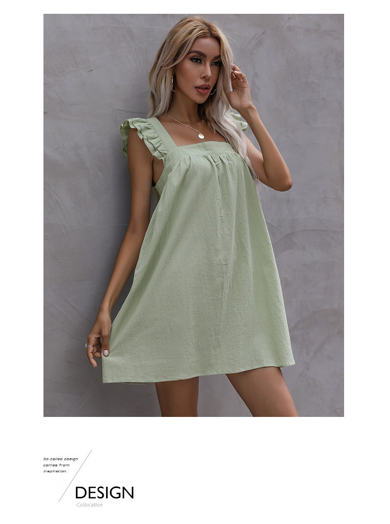 Square Neck Ruffled Suspender Dress NSDMB102883